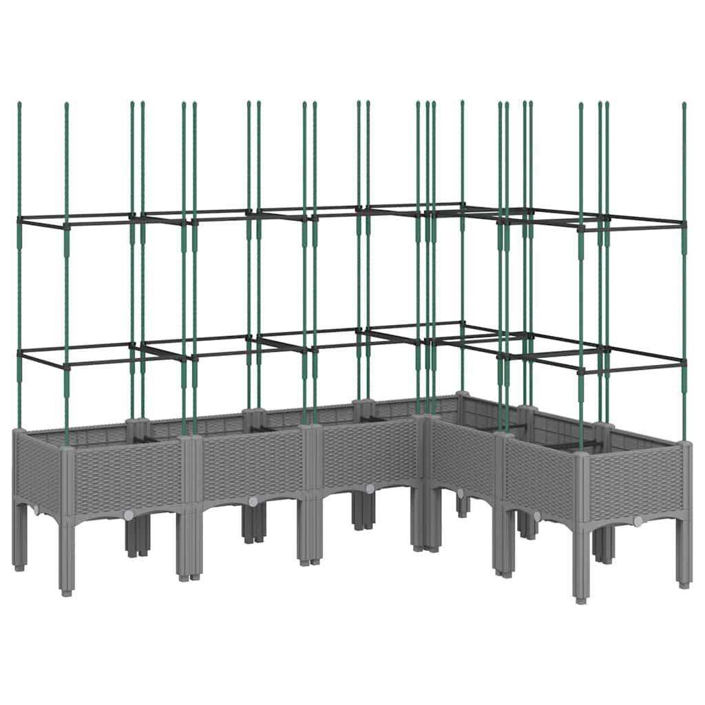 VidaXL Planter with slat work 160x120x142.5 cm Polypropene light gray
