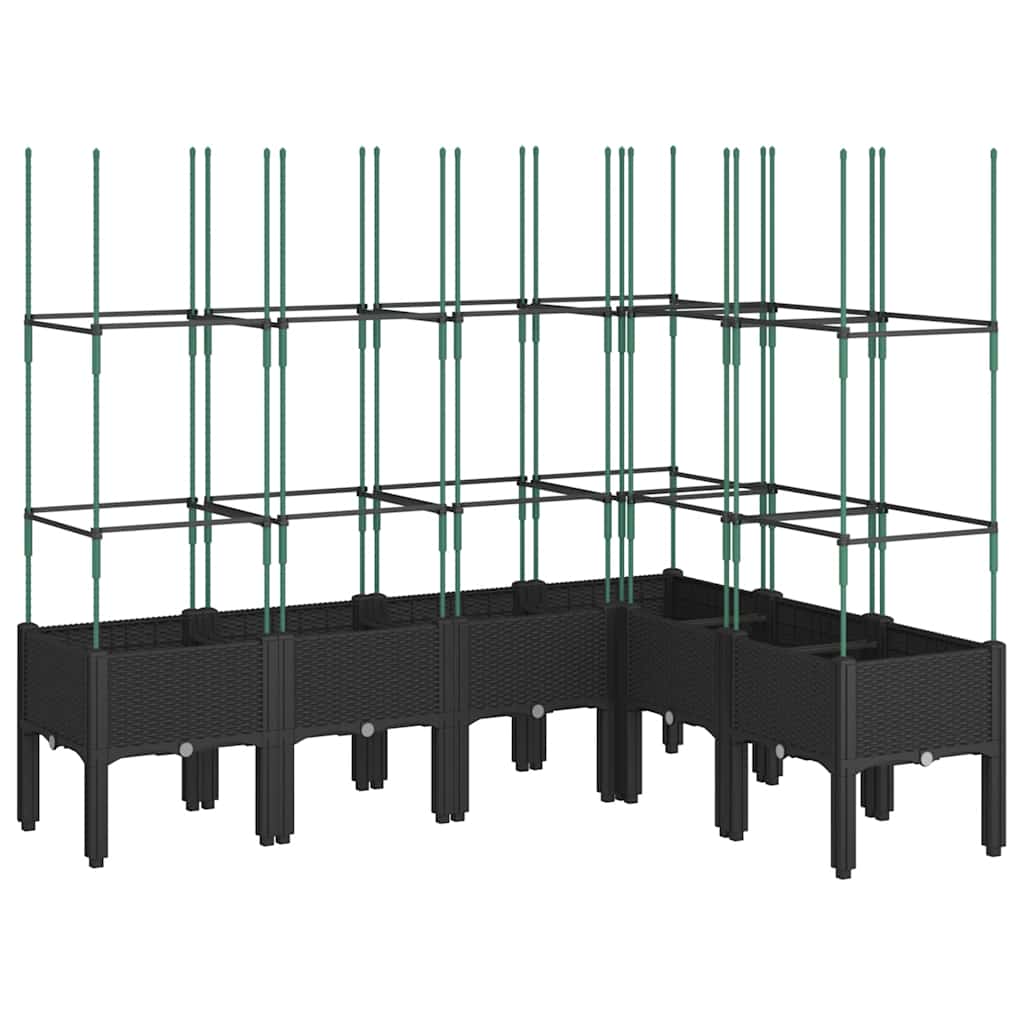 VidaXL Planter with Latwerk 160x120x142.5 cm Polypropene black