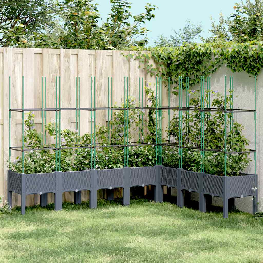 VidaXL Planter with Latwerk 200x160x142.5 cm Polypropene gray