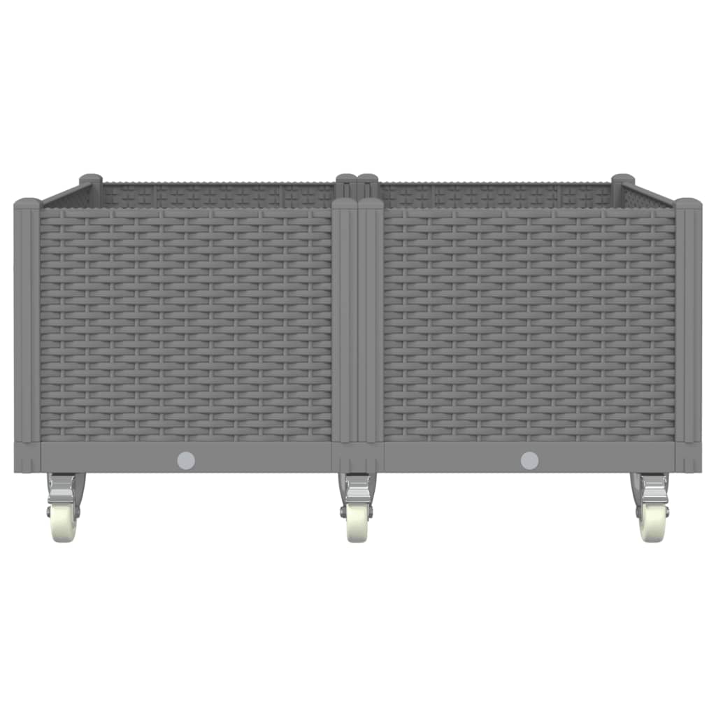 VidaXL Planter with wheels 100x80x54 cm Polypropene light gray