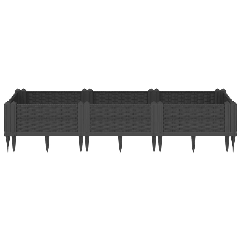 Vidaxl plantenbak met pinnen 125x40x28,5 cm polypropeen zwart