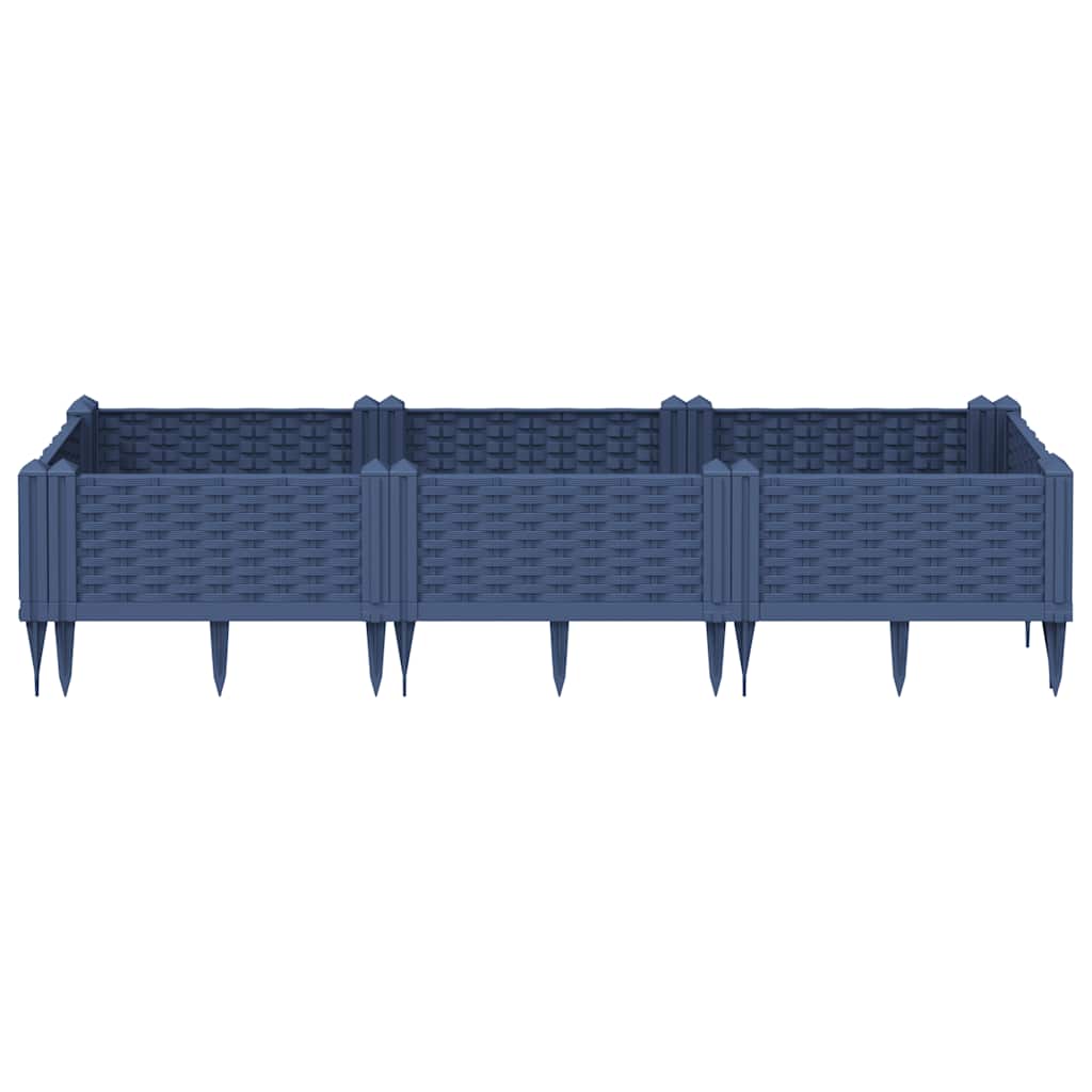 Vidaxl plantenbak met pinnen 125x40x28,5 cm polypropeen blauwgrijs