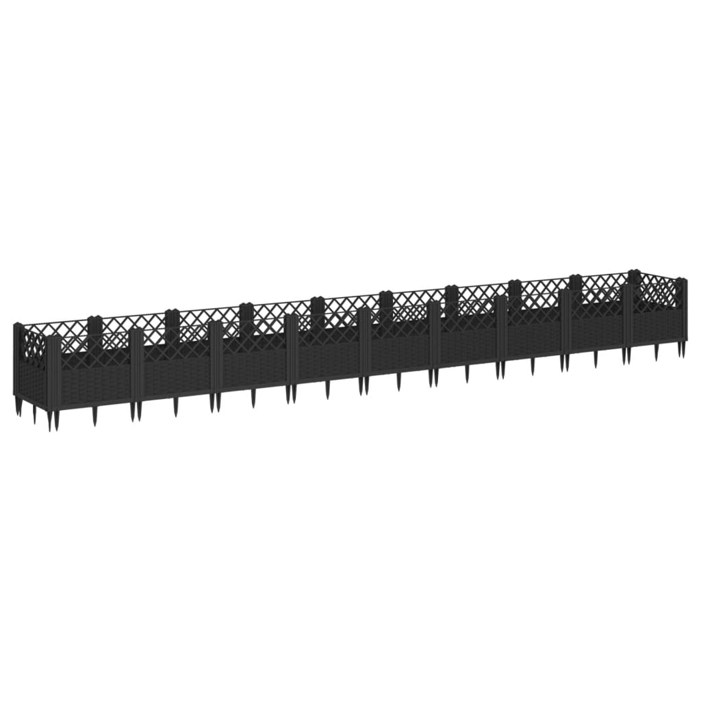 Vidaxl Planning box with pins 363.5x43.5x43.5 cm Polypropene black