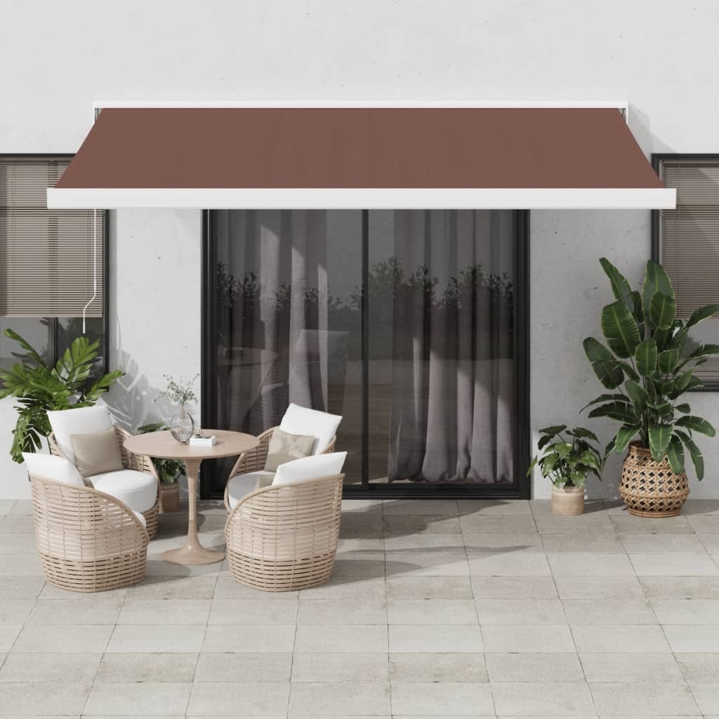 Vidaxl Luifel samodejno razširi 450x300 cm rjavo
