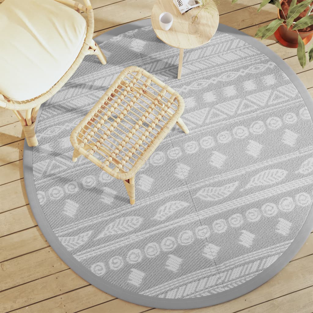 Vidaxl à l'extérieur du tapis Arakil Ø160 cm Gray en polypropène