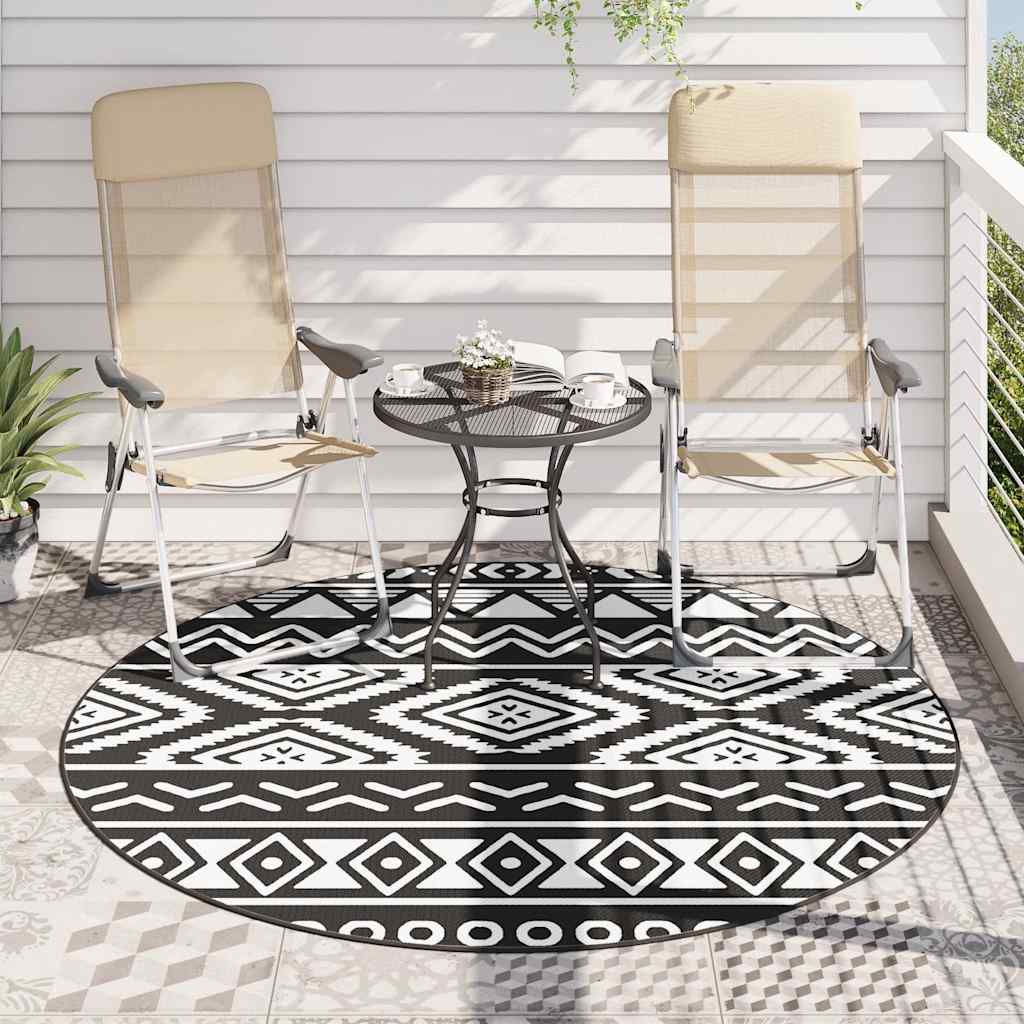 Vidaxl Outdoor Teppich Arakil Ø 200 cm Polypropen Schwarz