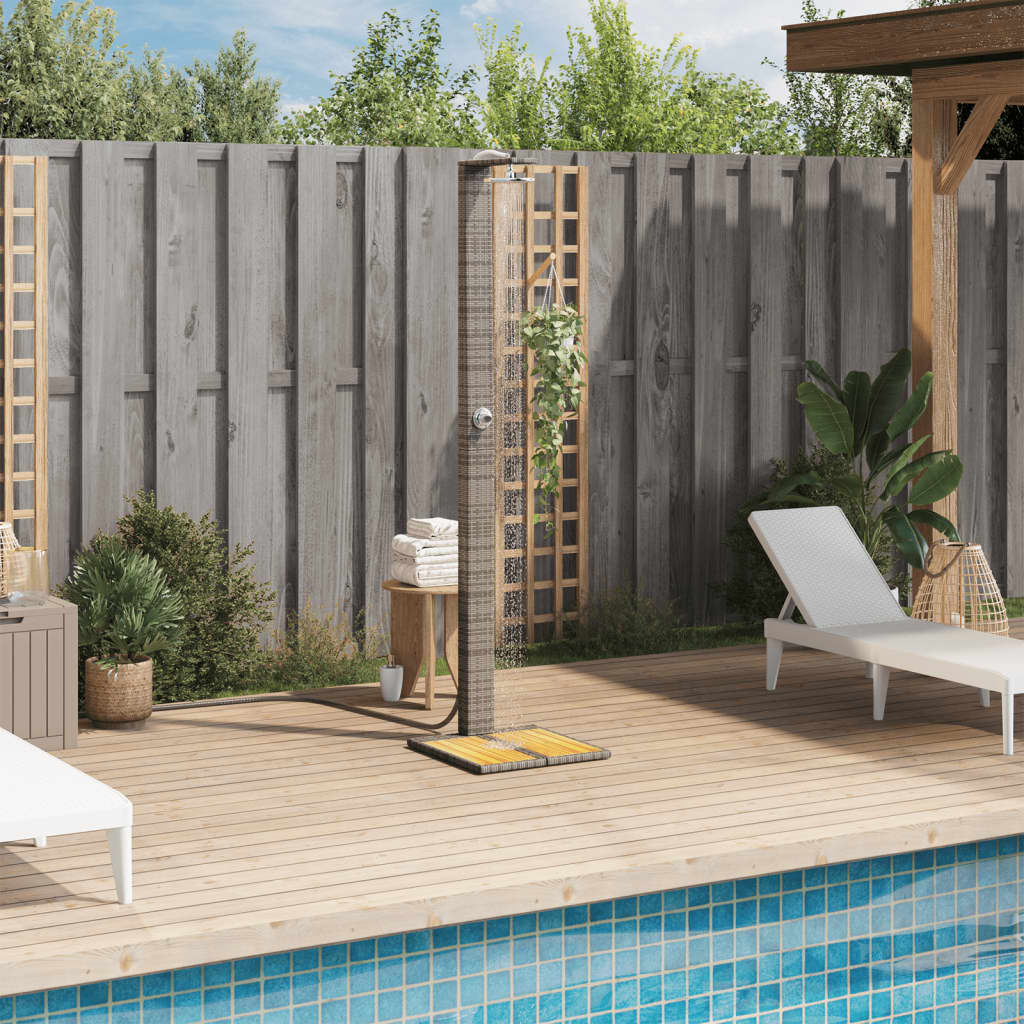 Vidaxl Outdoor Shower 50x55x224 cm Poly rattan i acacia drewniany szary