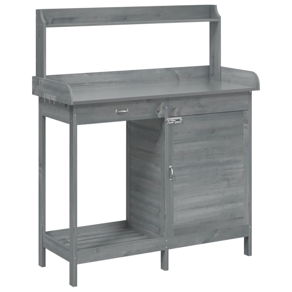 VidaXL Botton table with cupboard 110.5x45x124.5 cm Solid poring Gray