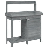 VidaXL Botton table with cupboard 110.5x45x124.5 cm Solid poring Gray