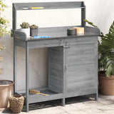 VidaXL Botton table with cupboard 110.5x45x124.5 cm Solid poring Gray