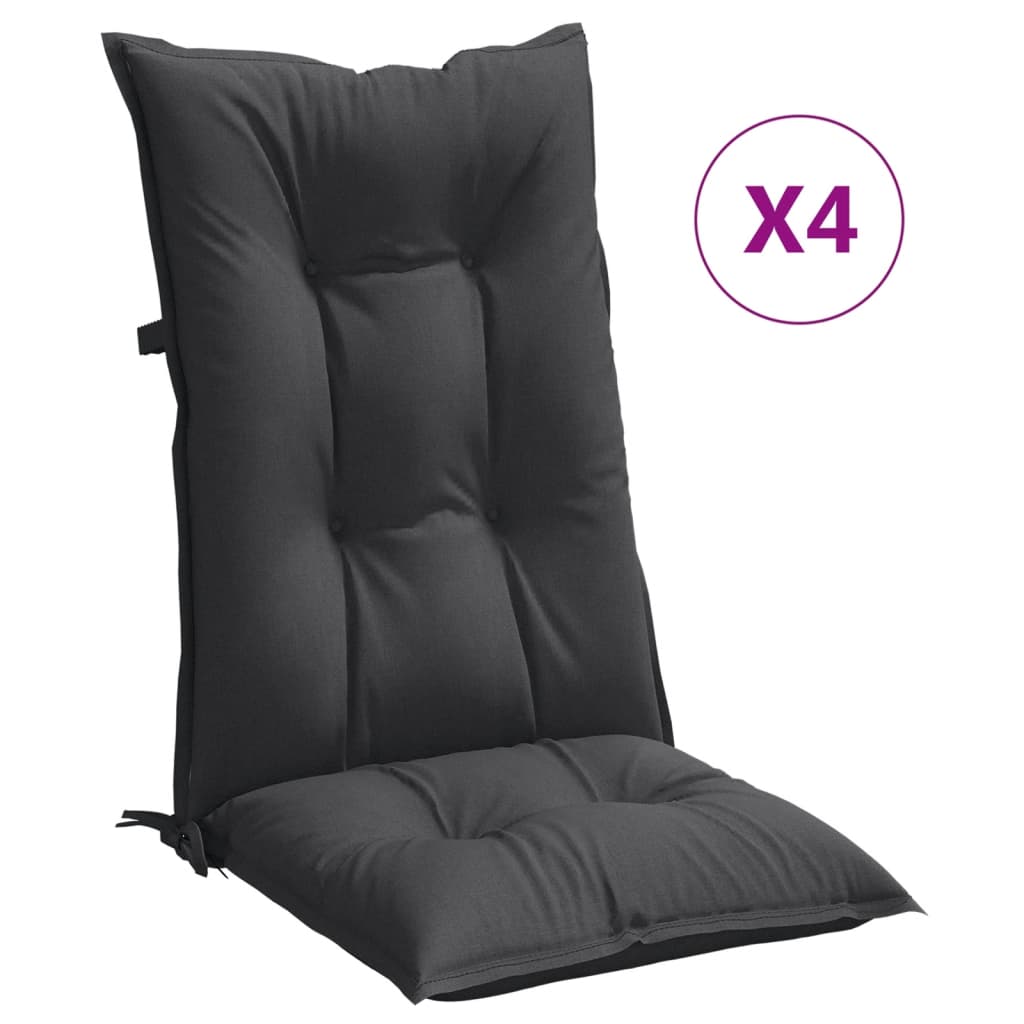 Coussins de chaise vidaxl 4 st arrière haut 120x50x7 cm Tissu mixte anthracite