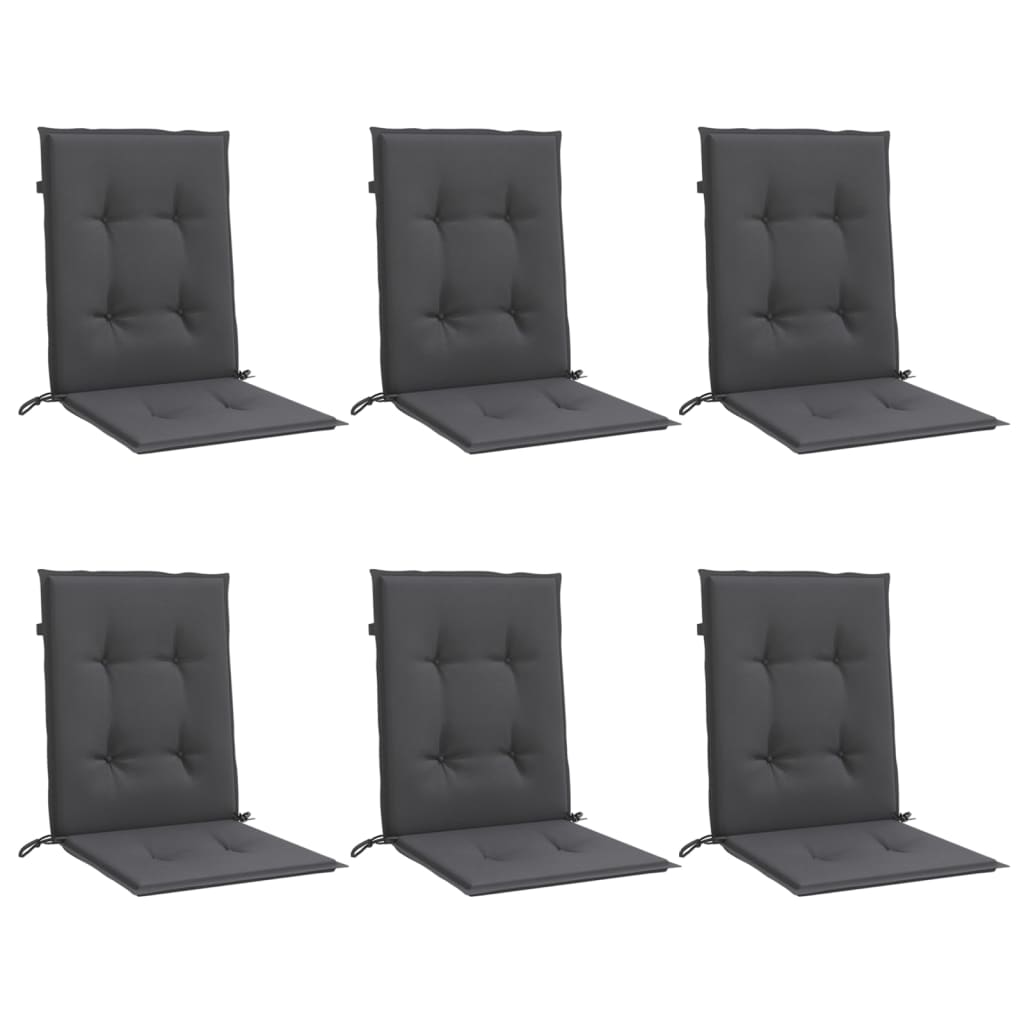 Coussins de chaise vidaxl 6 pcs bas dos 100x50x4 cm Tissu mixte anthracite