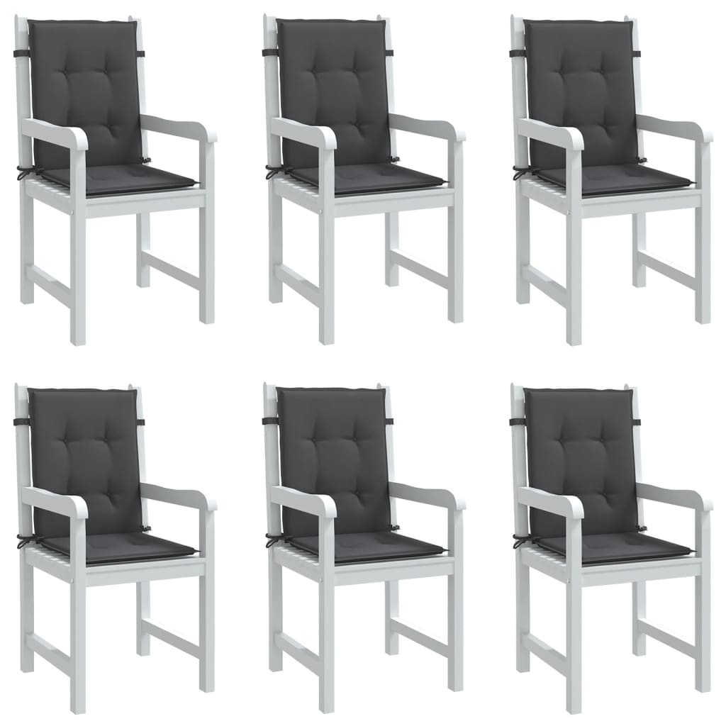 Coussins de chaise vidaxl 6 pcs bas dos 100x50x4 cm Tissu mixte anthracite
