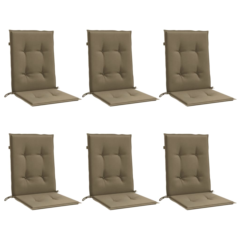 Vidaxl Blaža za stol 6 PCS nizek nazaj 100x50x4 cm tkanina mešana taupe
