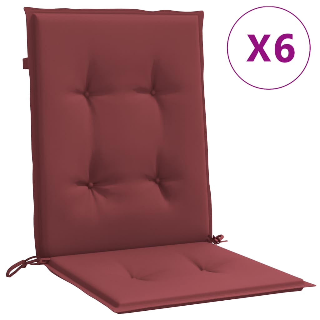 Vidaxl blazine za stol 6 pcs nizko 100x50x4 cm tkanina mešano vino rdeče
