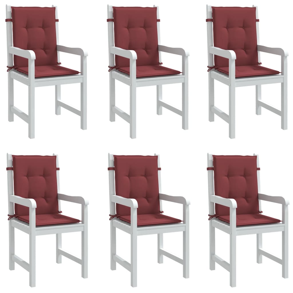 Vidaxl blazine za stol 6 pcs nizko 100x50x4 cm tkanina mešano vino rdeče