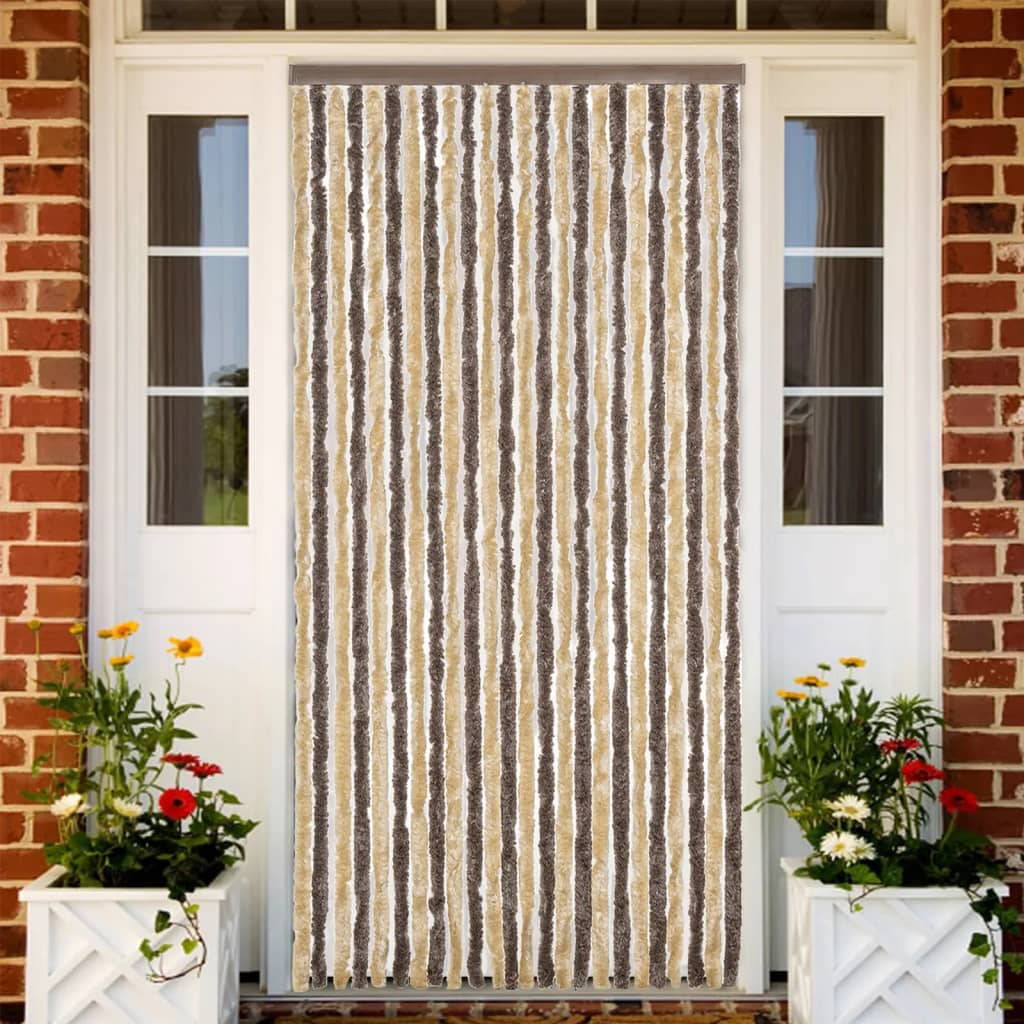 Vidaxx fly curtain 100x220 cm chenille dark brown and beige