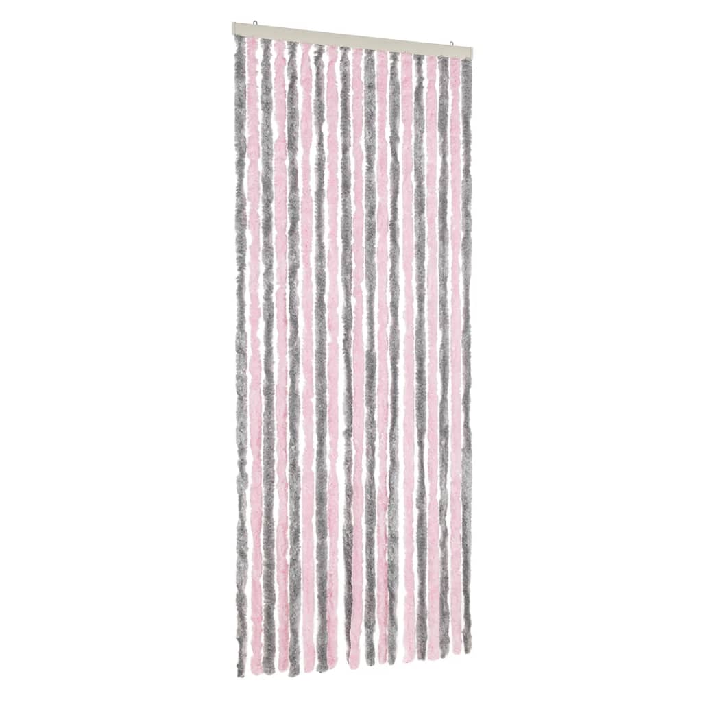Vidaxl Fly curtain 56x185 cm Chenille silver gray and pink