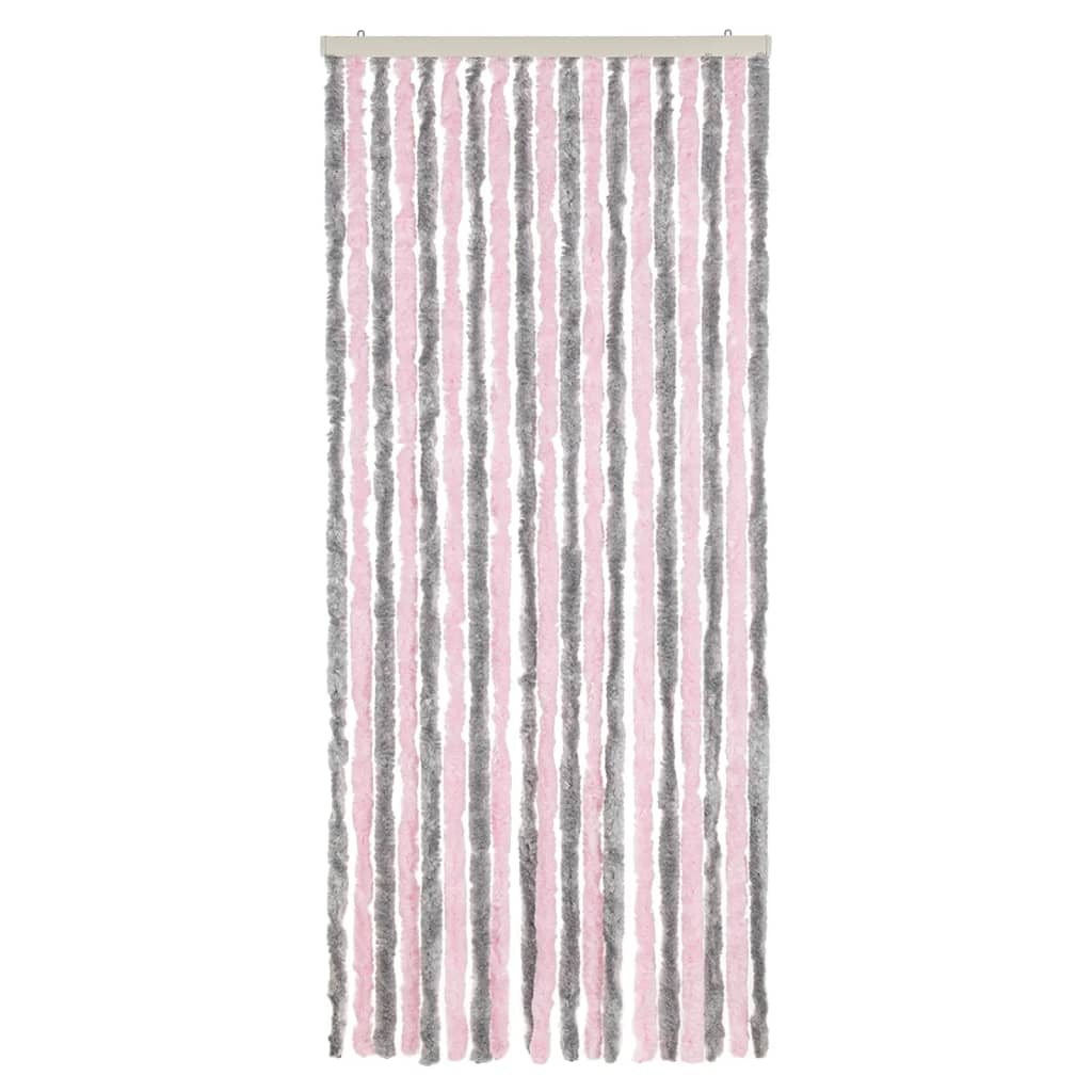 Vidaxl Fly curtain 56x185 cm Chenille silver gray and pink