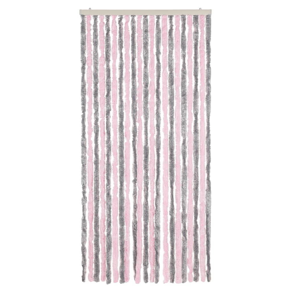 Vidaxl Fly Curtain 90x200 cm Chenille argento grigio e rosa