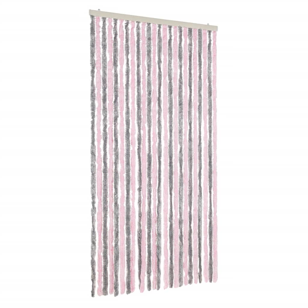 Vidaxl Fly curtain 100x220 cm Chenille silver gray and pink