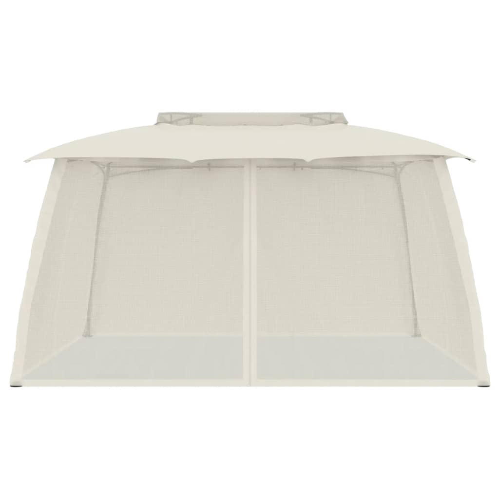 Vidaxl Arbor Side pareti di mesh e doppio tetto 3,93x2,93 m Crema in acciaio