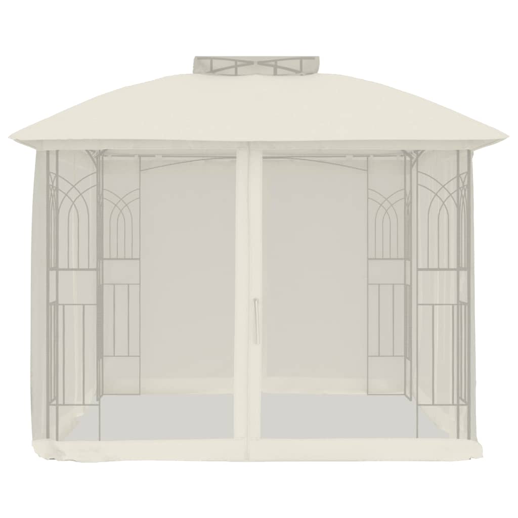 Vidaxl Arbor Side pareti di mesh e doppio tetto 2,94x2,94 m crema in acciaio