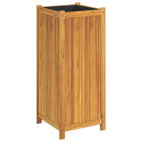 Vidaxl plantenbak met voering 42x42x100 cm massief acaciahout