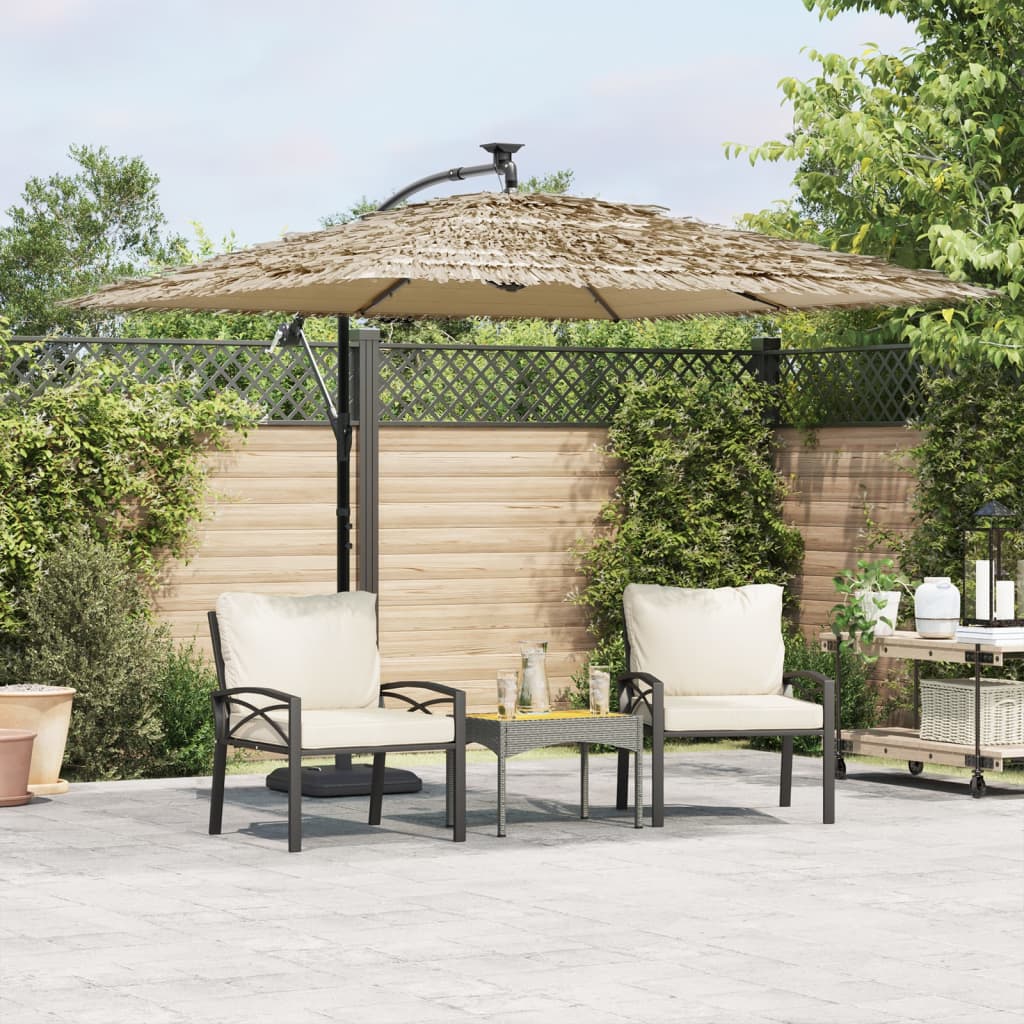Vidaxl Parasol with LEDs and steel pole 269x269x235 cm brown