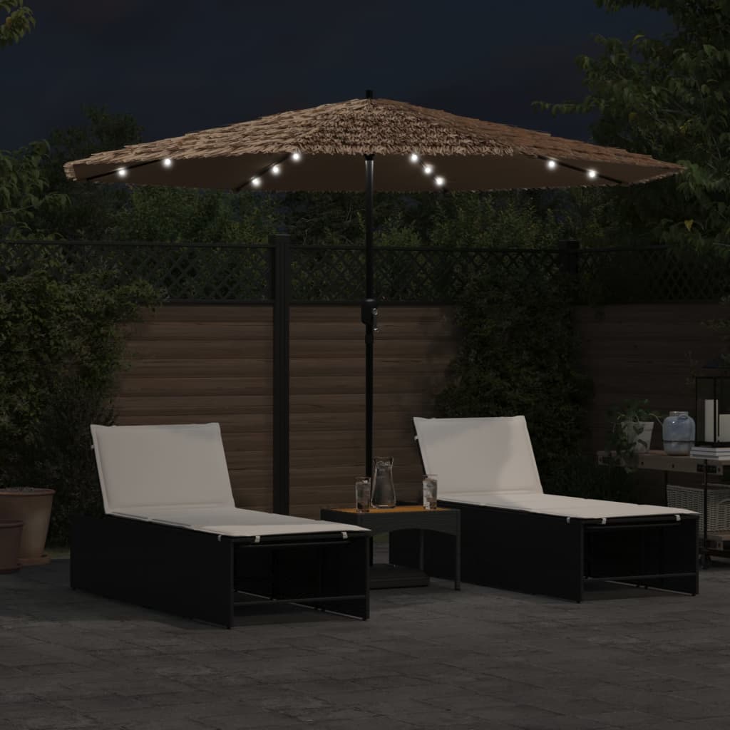 Vidaxl Parasol with LEDs and steel pole 324x324x247 cm brown