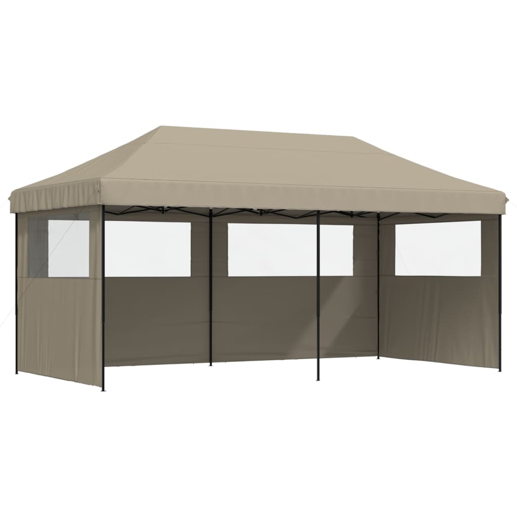 Vidaxl Partytent Foldable Pop-Up With 3 Side Walls Taupe