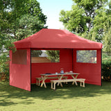 Vidaxl Partytent Foldable Pop-Up With 3 Side Walls Bordeaux Red