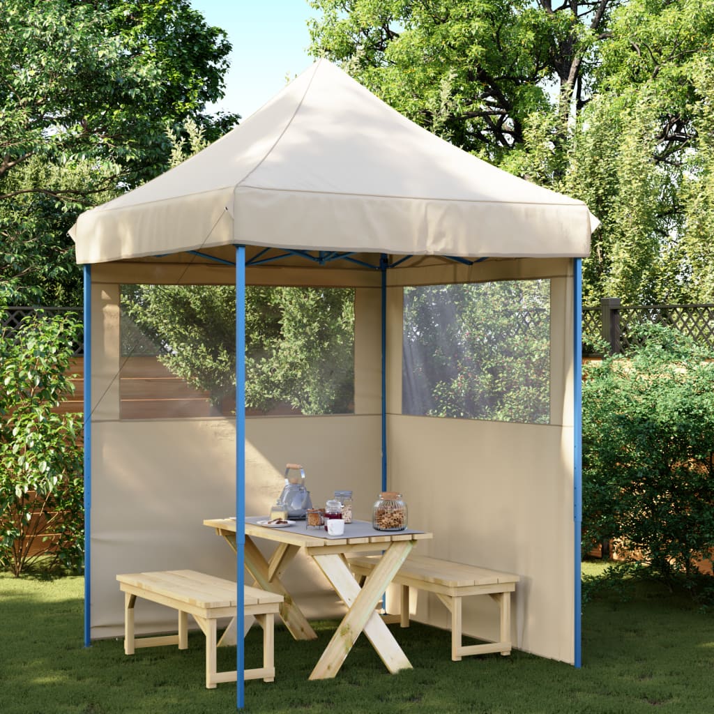 Vidaxl Partytent Foldable Pop-Up with 2 side walls Beige