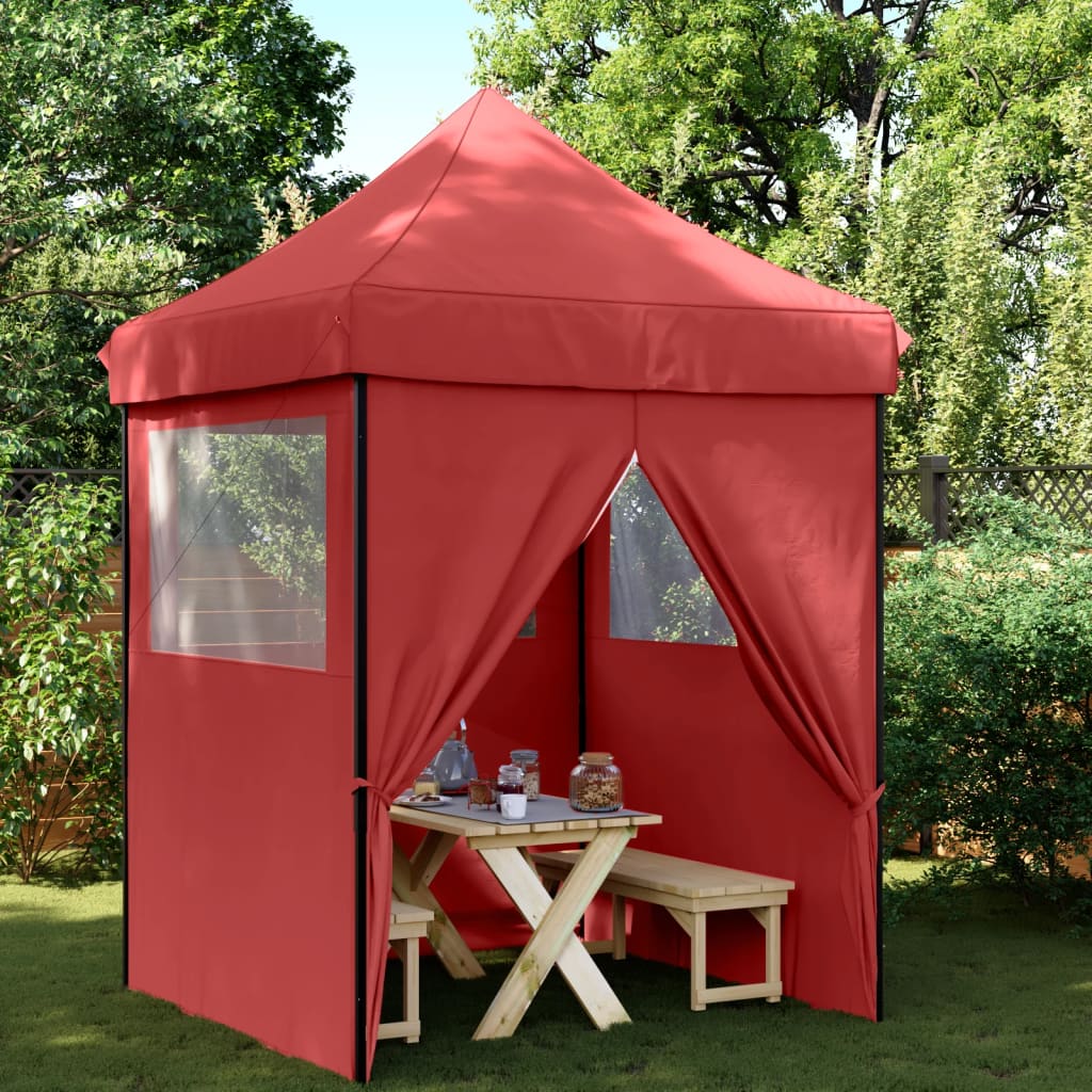 Vidaxl Partytent Foldable Pop-Up With 4 Side Walls Bordeaux Red