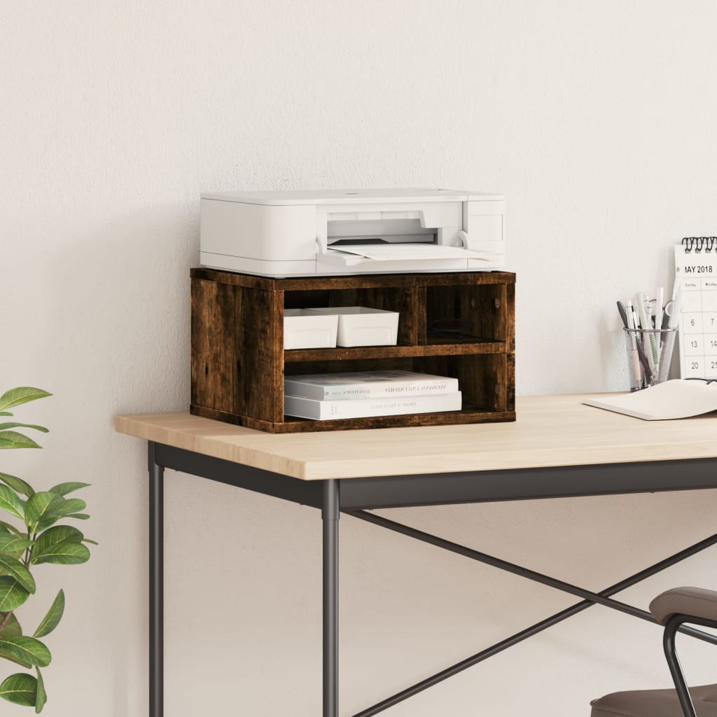 Vidaxl Printer Box 40x32x22.5 CM Egreed Wood Smoked Oak Colored