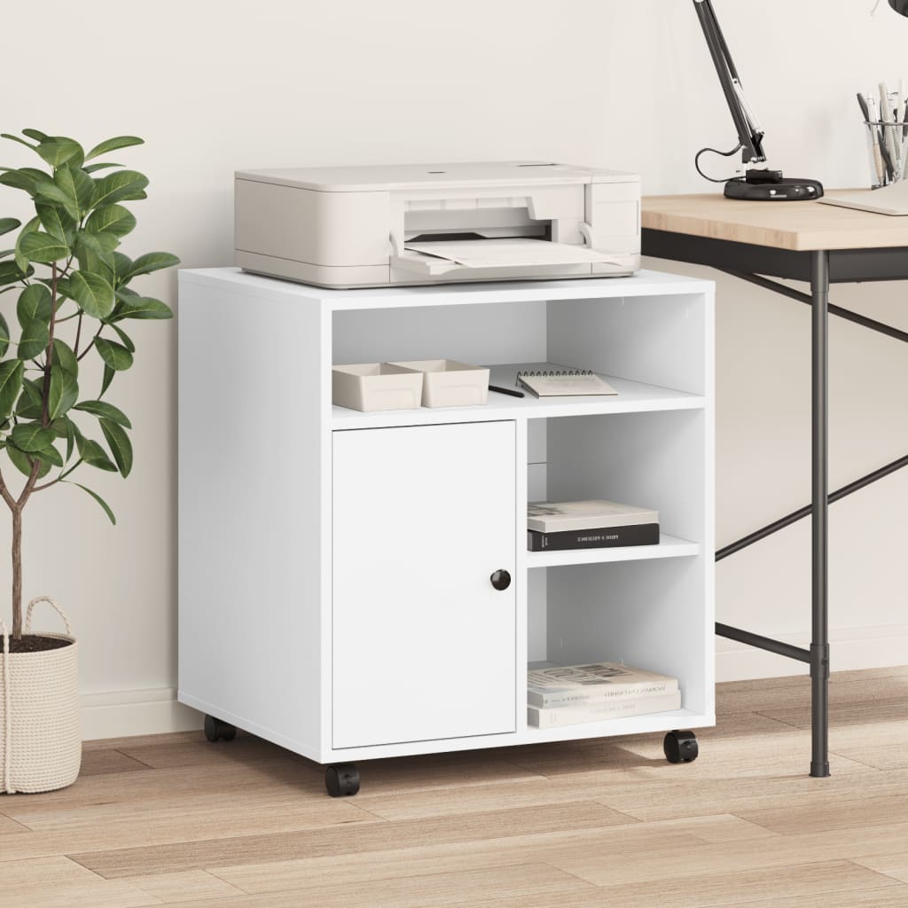 Vidaxl Printer box with wheels 60x50x67 cm white