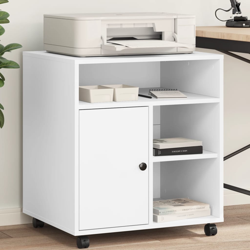 Vidaxl Printer box with wheels 60x50x67 cm white