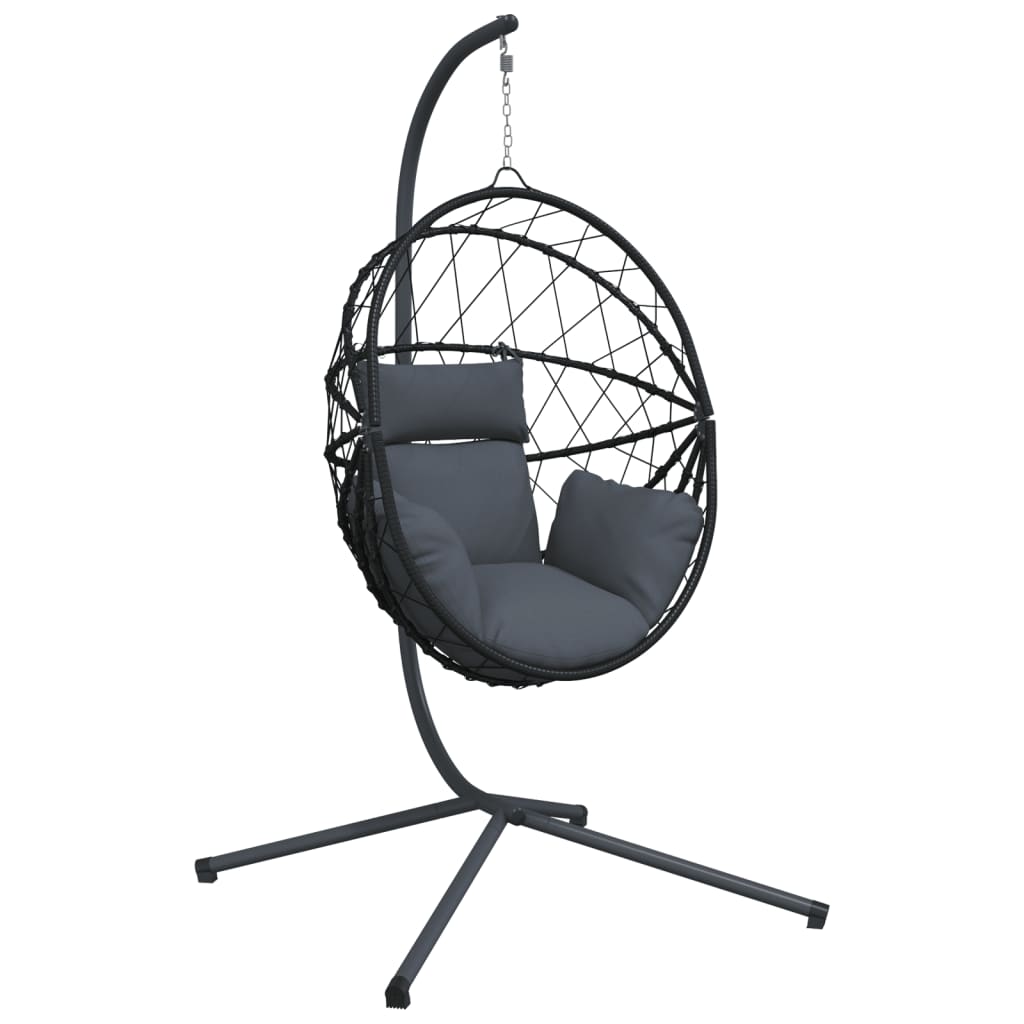 Vidaxl hängend Stull mat Standard Rattan a Stahl anstracit -cored