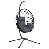 Vidaxl hängend Stull mat Standard Rattan a Stahl anstracit -cored