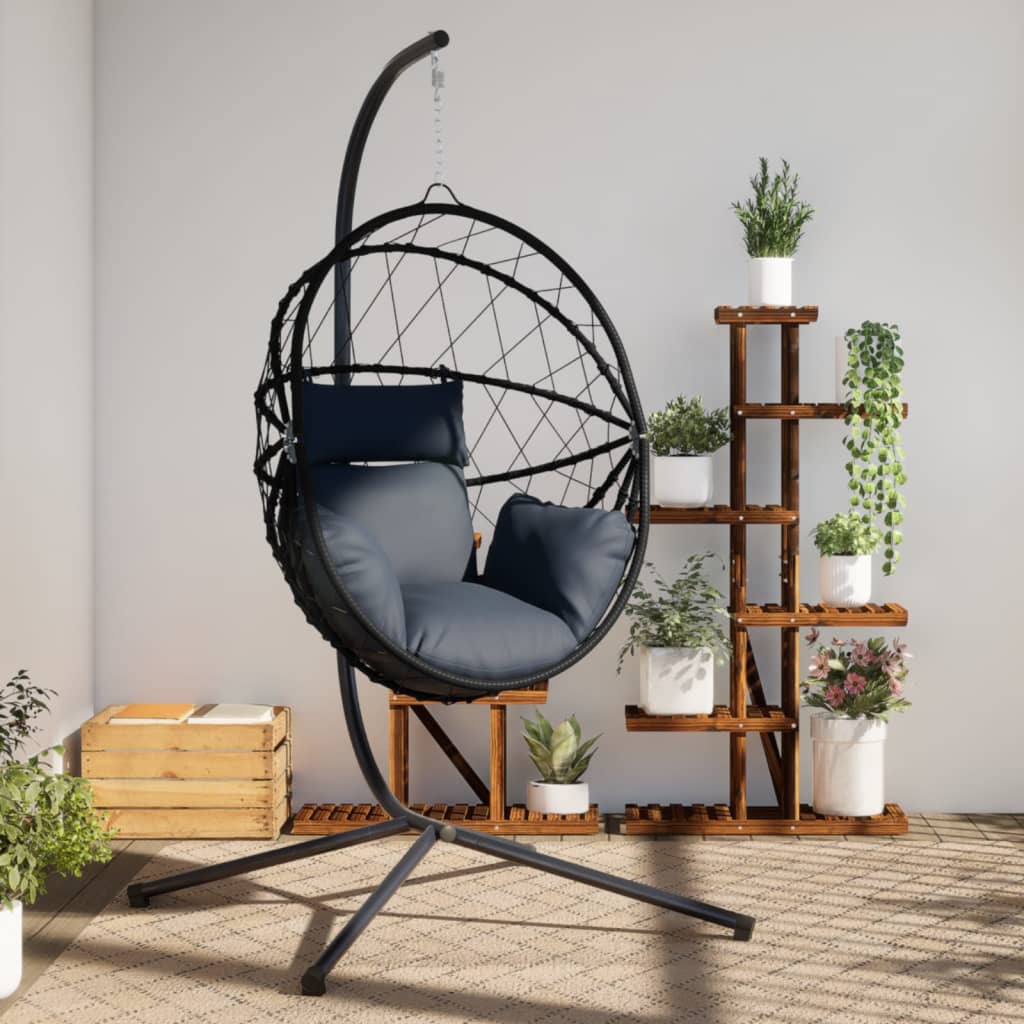 Vidaxl hängend Stull mat Standard Rattan a Stahl anstracit -cored