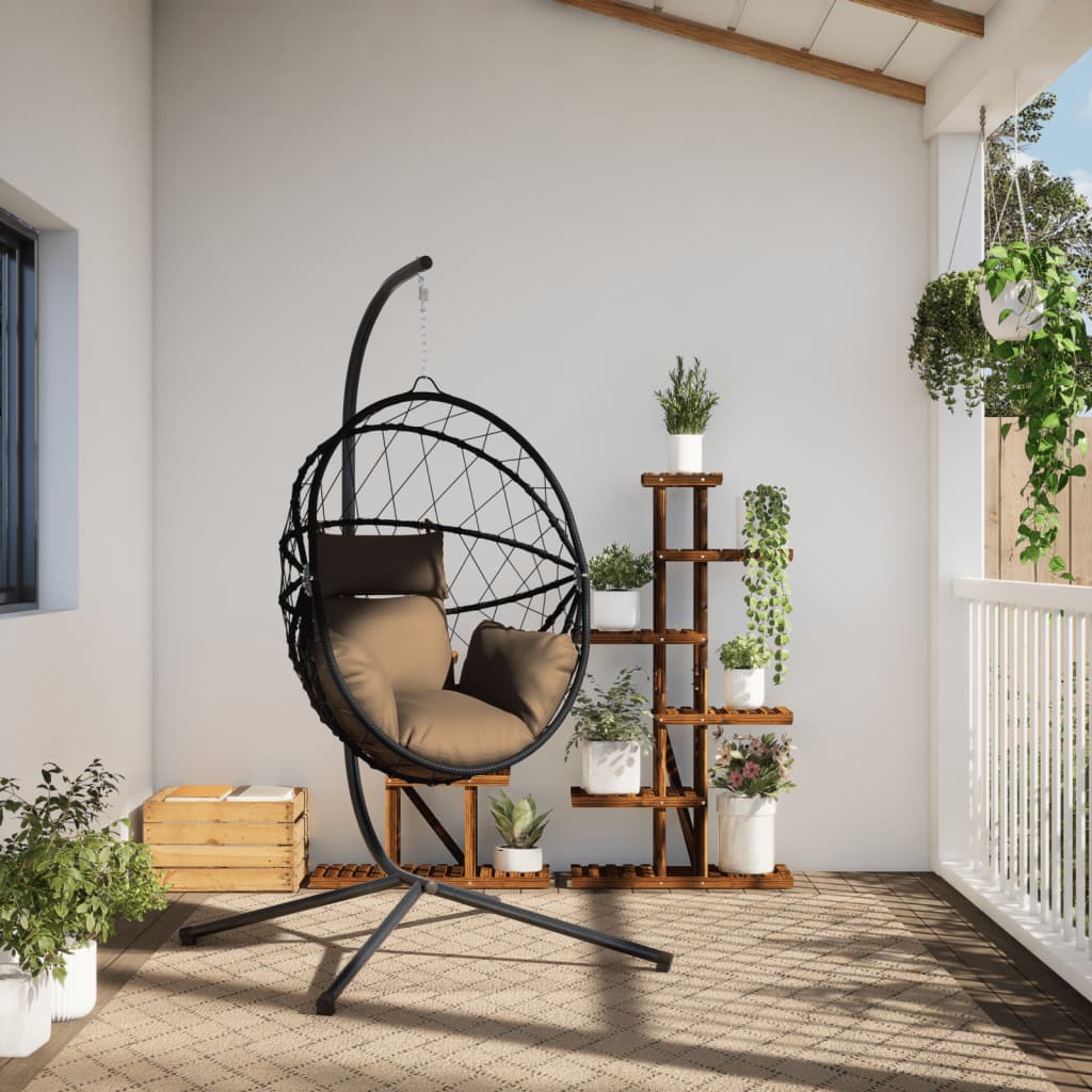 Vidaxl Hanging chair with standard Rattan and Staal Taupe