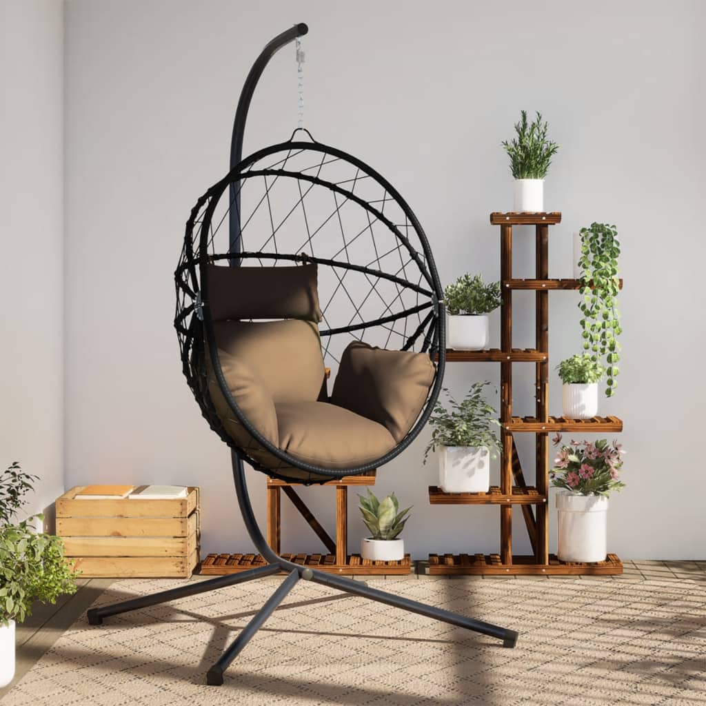 Vidaxl Hanging chair with standard Rattan and Staal Taupe