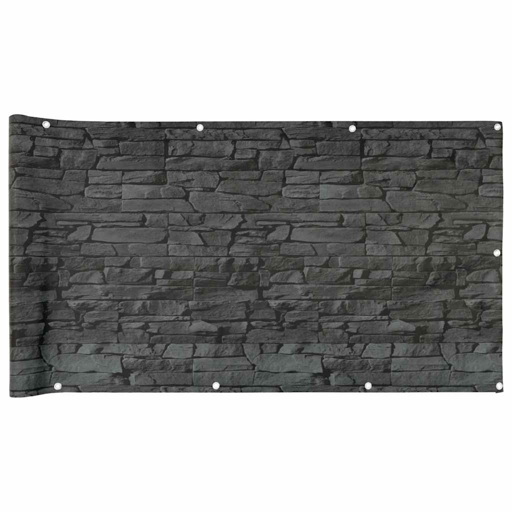 Vidaxl Balcony Screen Stone Pattern 400x75 cm Pvc Grey