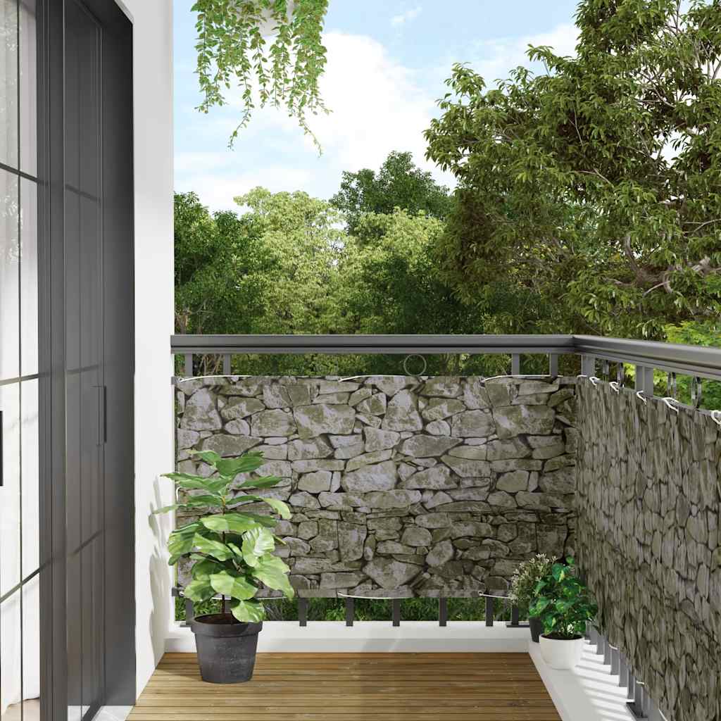 Vidaxl Balcony Screen Stone Pattern 300x75 cm PVC