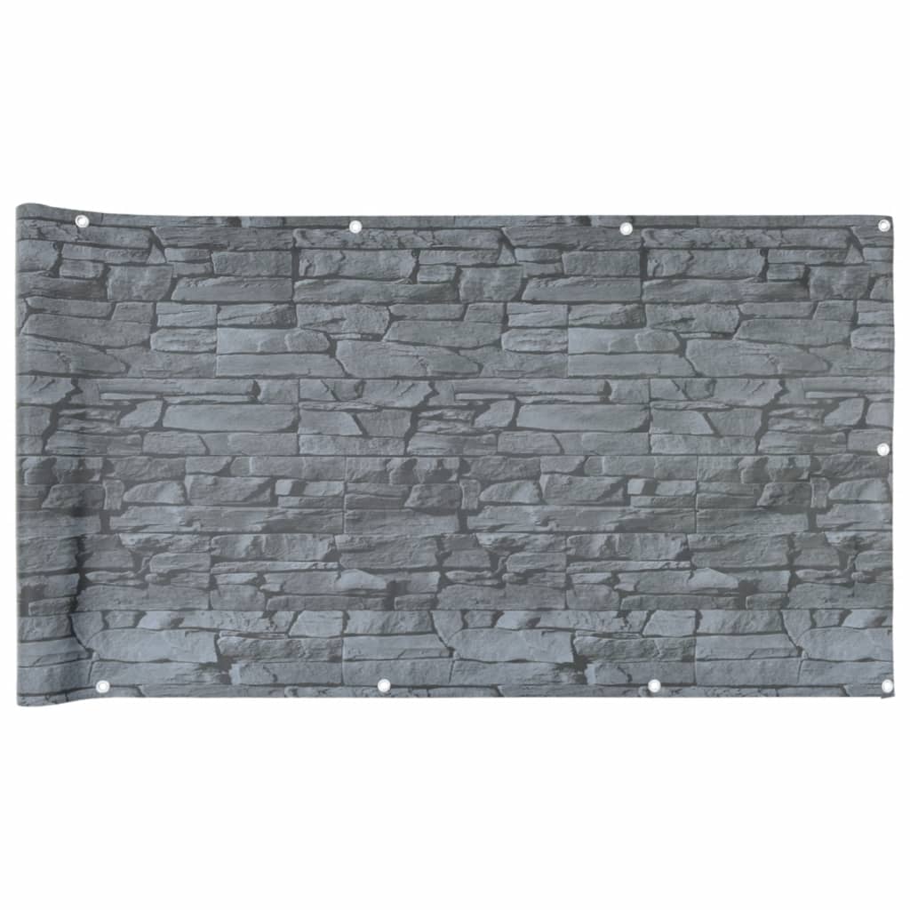 Vidaxl Balcony Screen Stone Pattern 300x90 cm PVC Gray