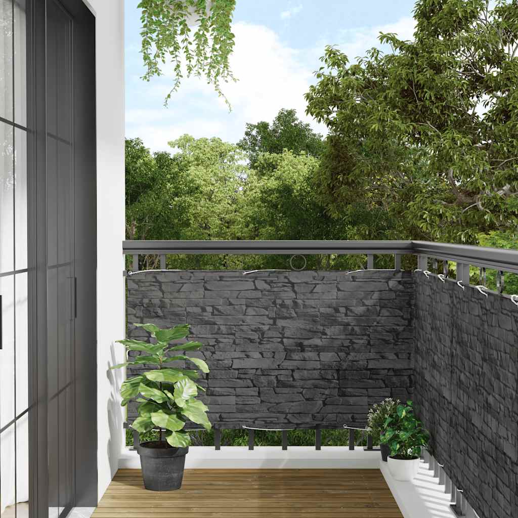 Vidaxl Balcony screen stone pattern 600x90 cm PVC Gray