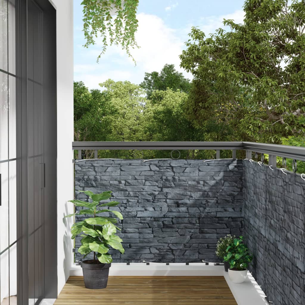 Vidaxl Balcony Screen Stone Pattern 800x90 cm PVC Gray