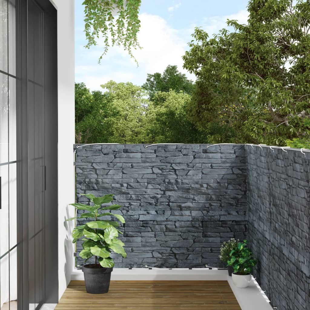 Vidaxl balkon skærm stenmønster 800x120 cm pvc grå