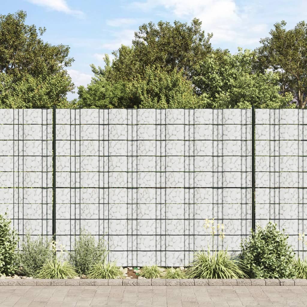 Patrón de grava de mármol de la pantalla de jardín de Vidaxl 35x0.19 M PVC Gray