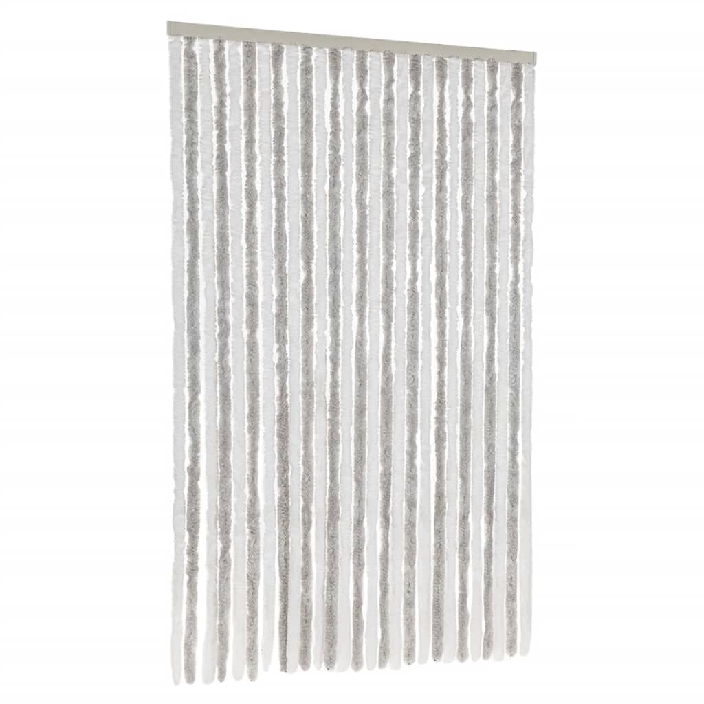 Cortina de mosca Vidaxl 118x220 cm chenille gris claro y blanco